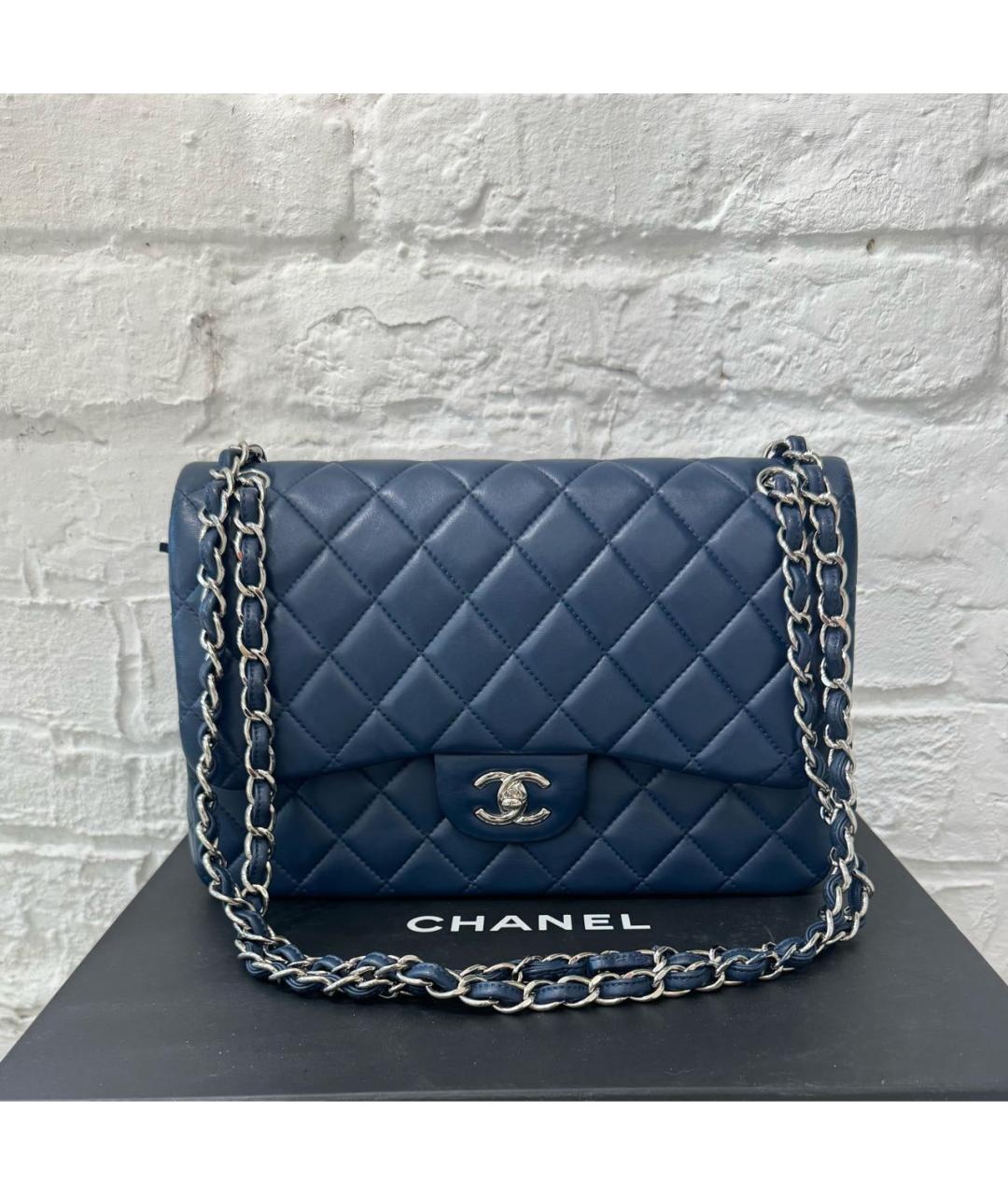 CHANEL Темно-синяя кожаная сумка через плечо, фото 7