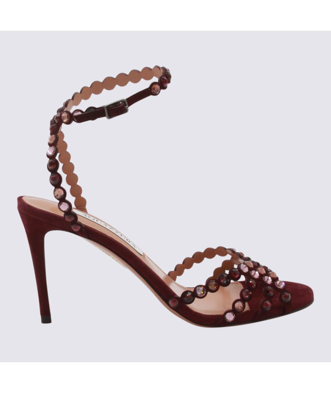 AQUAZZURA Бордовые замшевые босоножки, фото 5