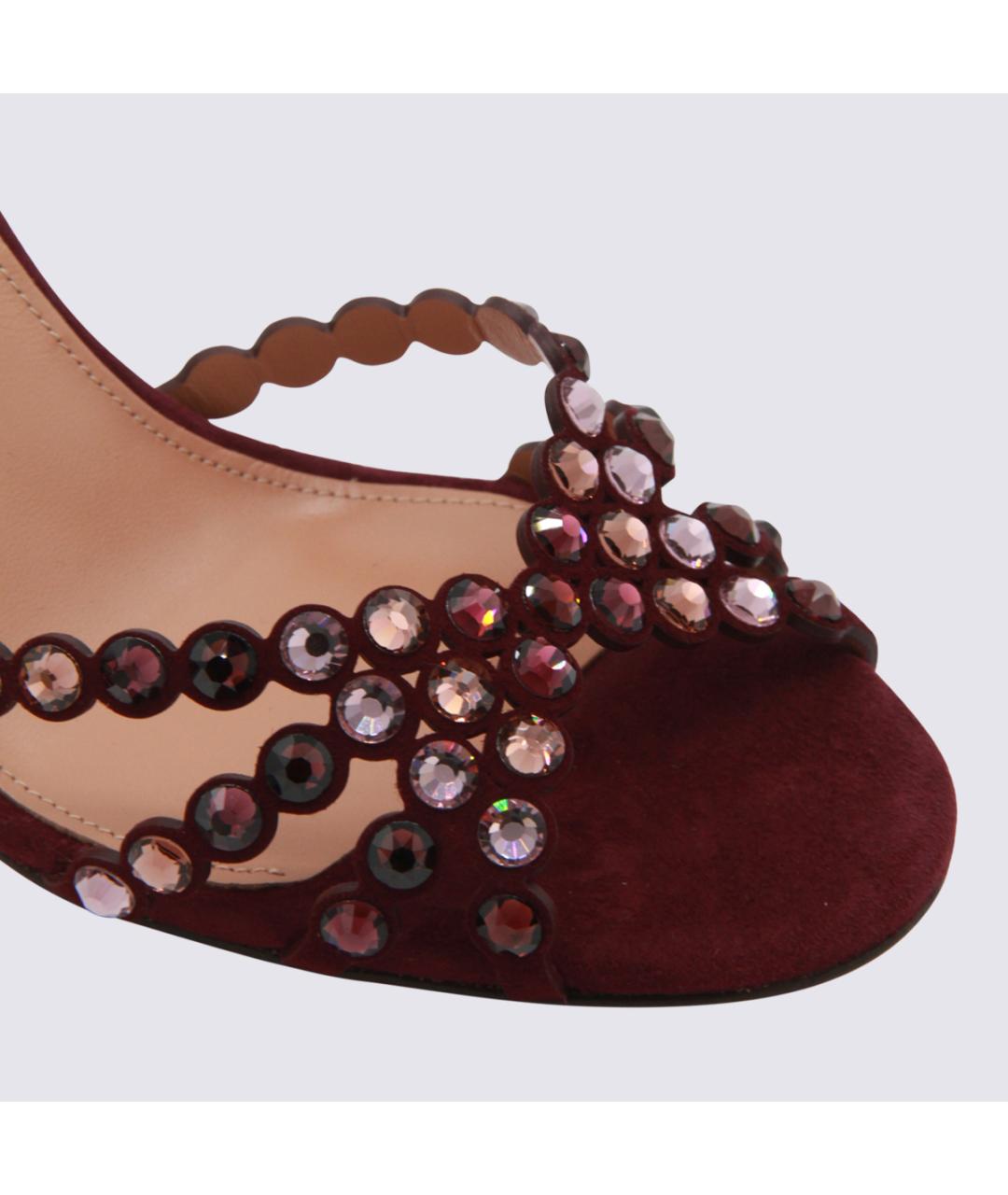AQUAZZURA Бордовые замшевые босоножки, фото 4