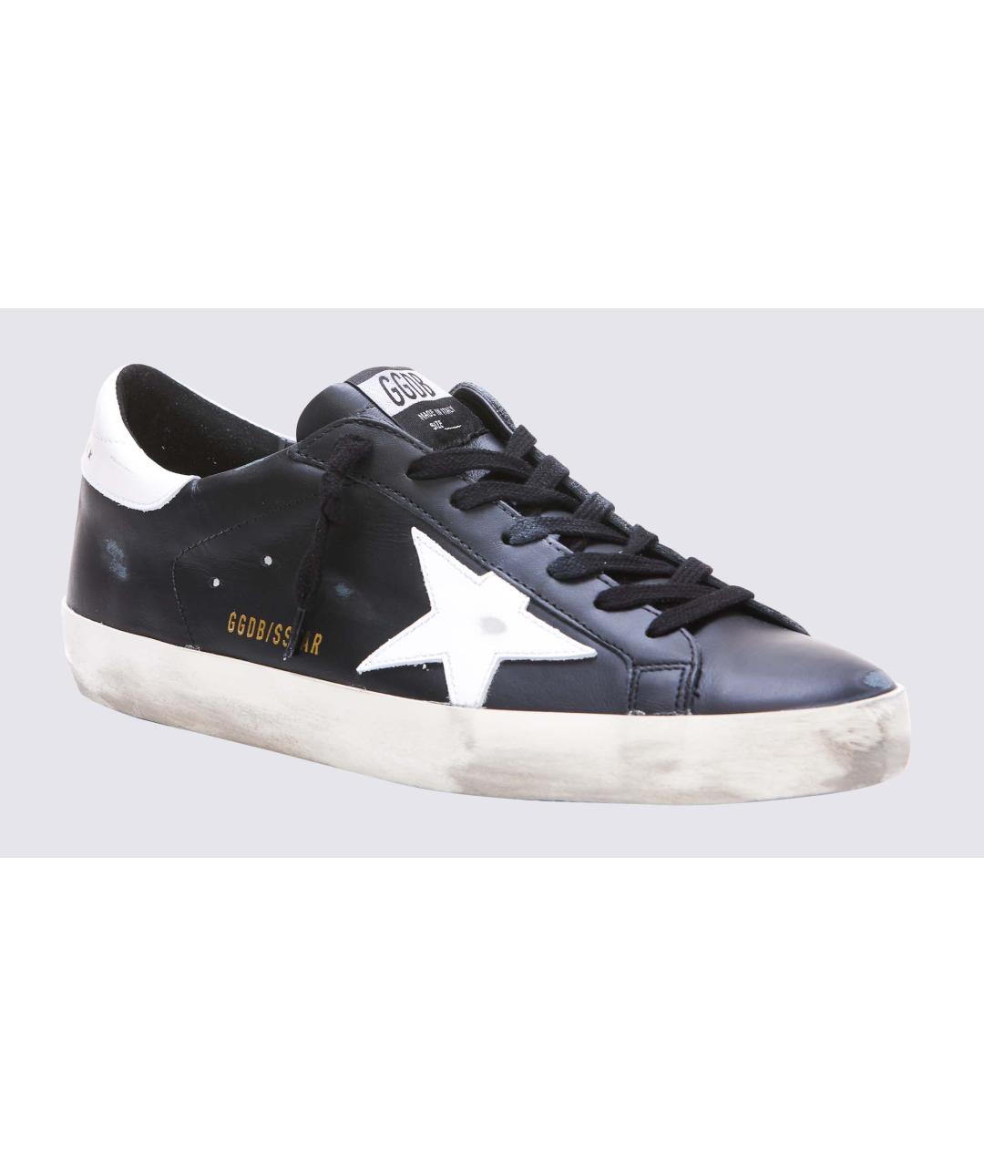 GOLDEN GOOSE DELUXE BRAND Черные кожаные низкие кроссовки / кеды, фото 2