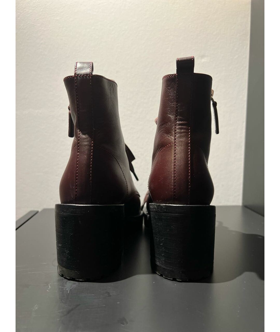 GIANVITO ROSSI Бордовые кожаные ботинки, фото 4