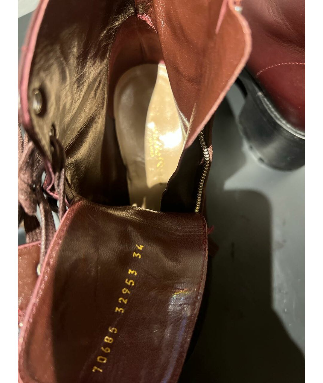 GIANVITO ROSSI Бордовые кожаные ботинки, фото 6