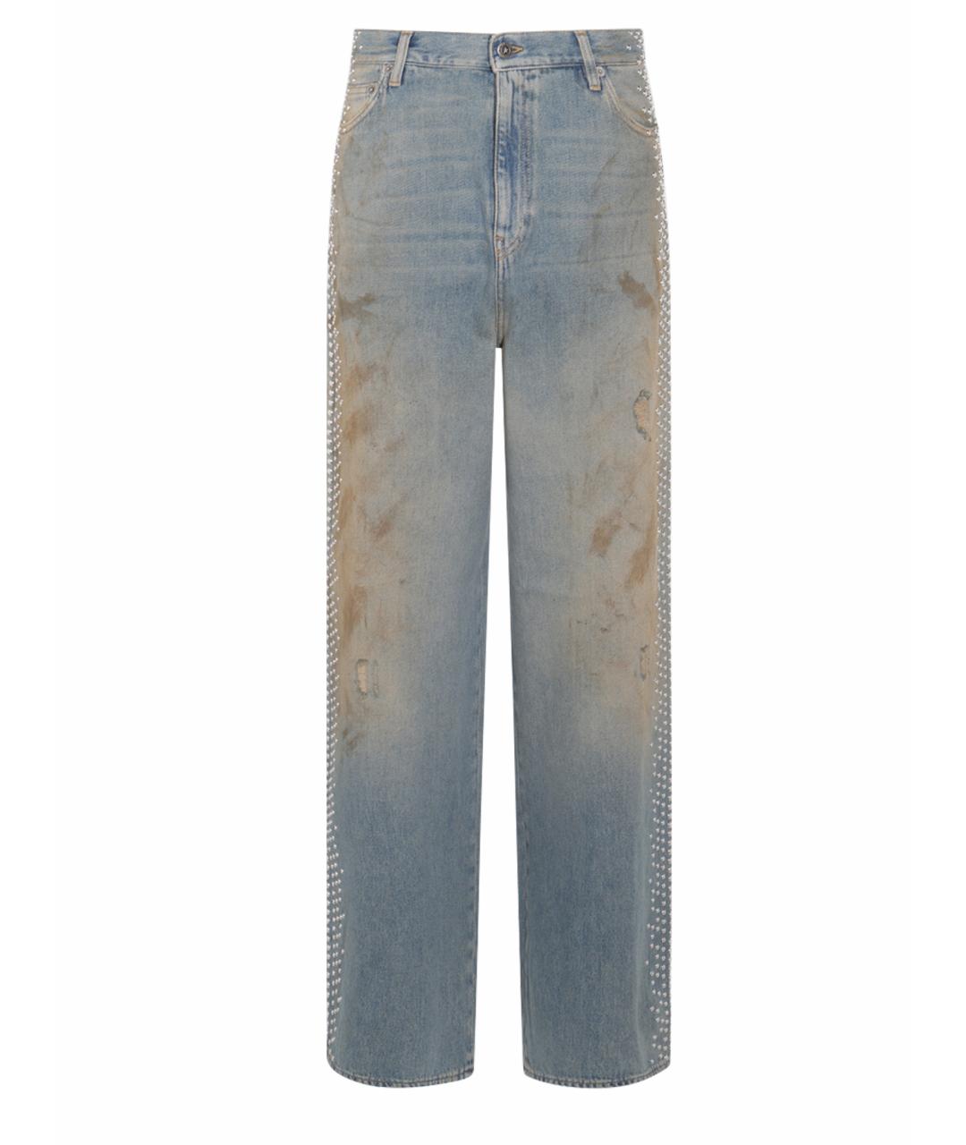 GOLDEN GOOSE DELUXE BRAND Голубые хлопковые прямые джинсы, фото 1