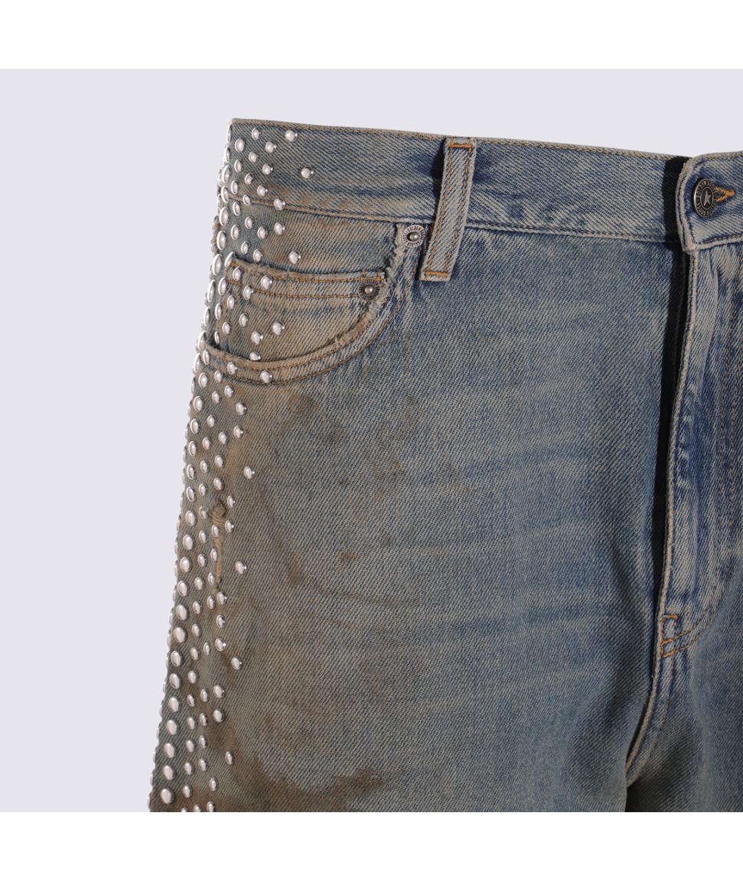 GOLDEN GOOSE DELUXE BRAND Голубые хлопковые прямые джинсы, фото 3