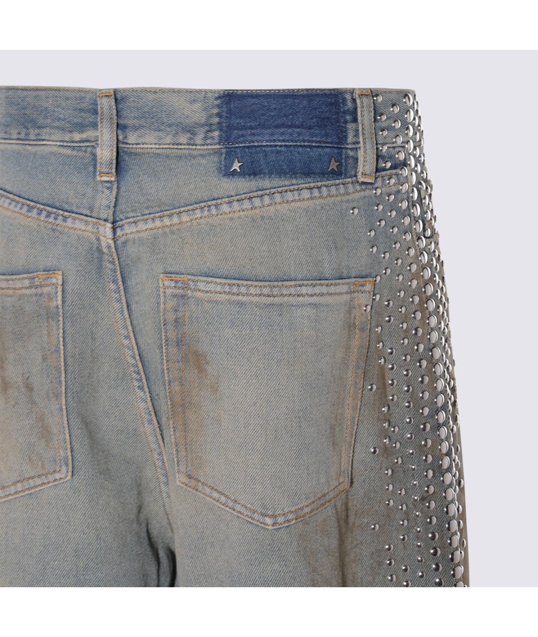 GOLDEN GOOSE DELUXE BRAND Голубые хлопковые прямые джинсы, фото 5