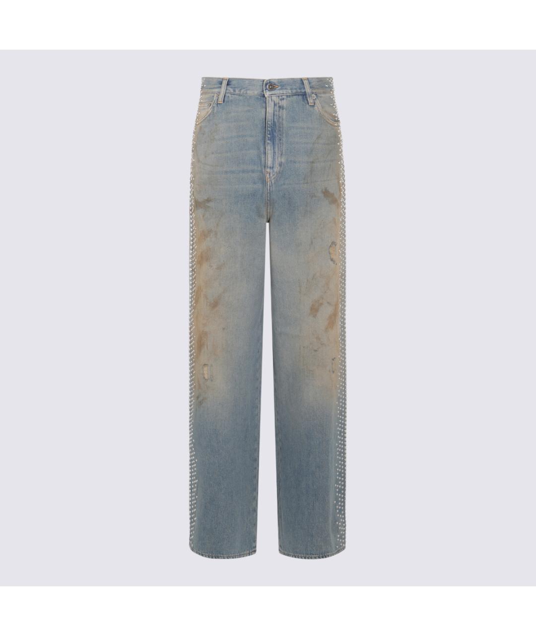 GOLDEN GOOSE DELUXE BRAND Голубые хлопковые прямые джинсы, фото 6