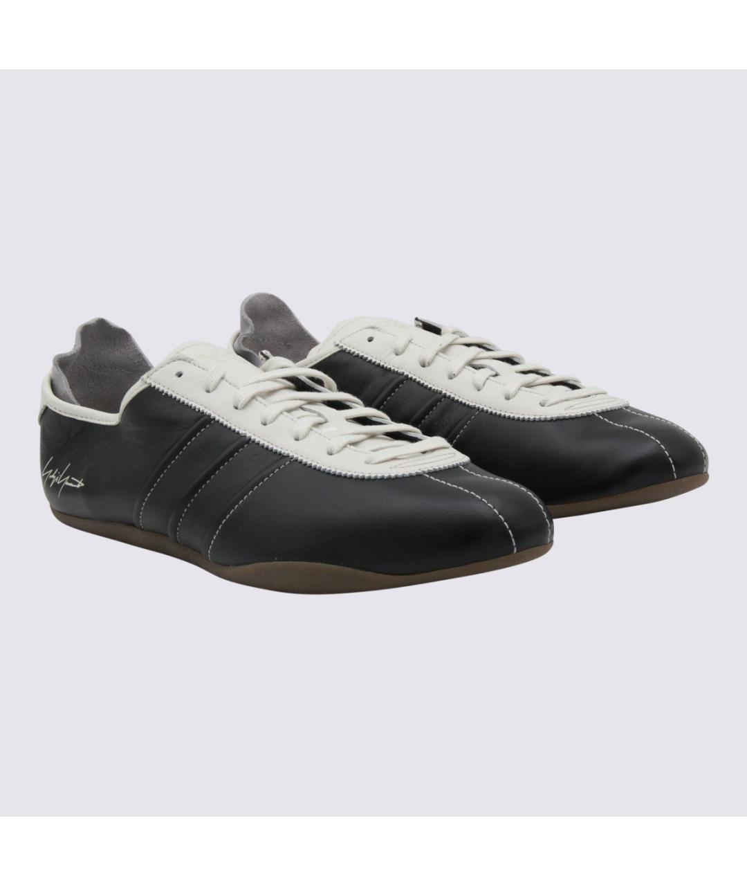 Y-3 Черные кожаные низкие кроссовки / кеды, фото 2