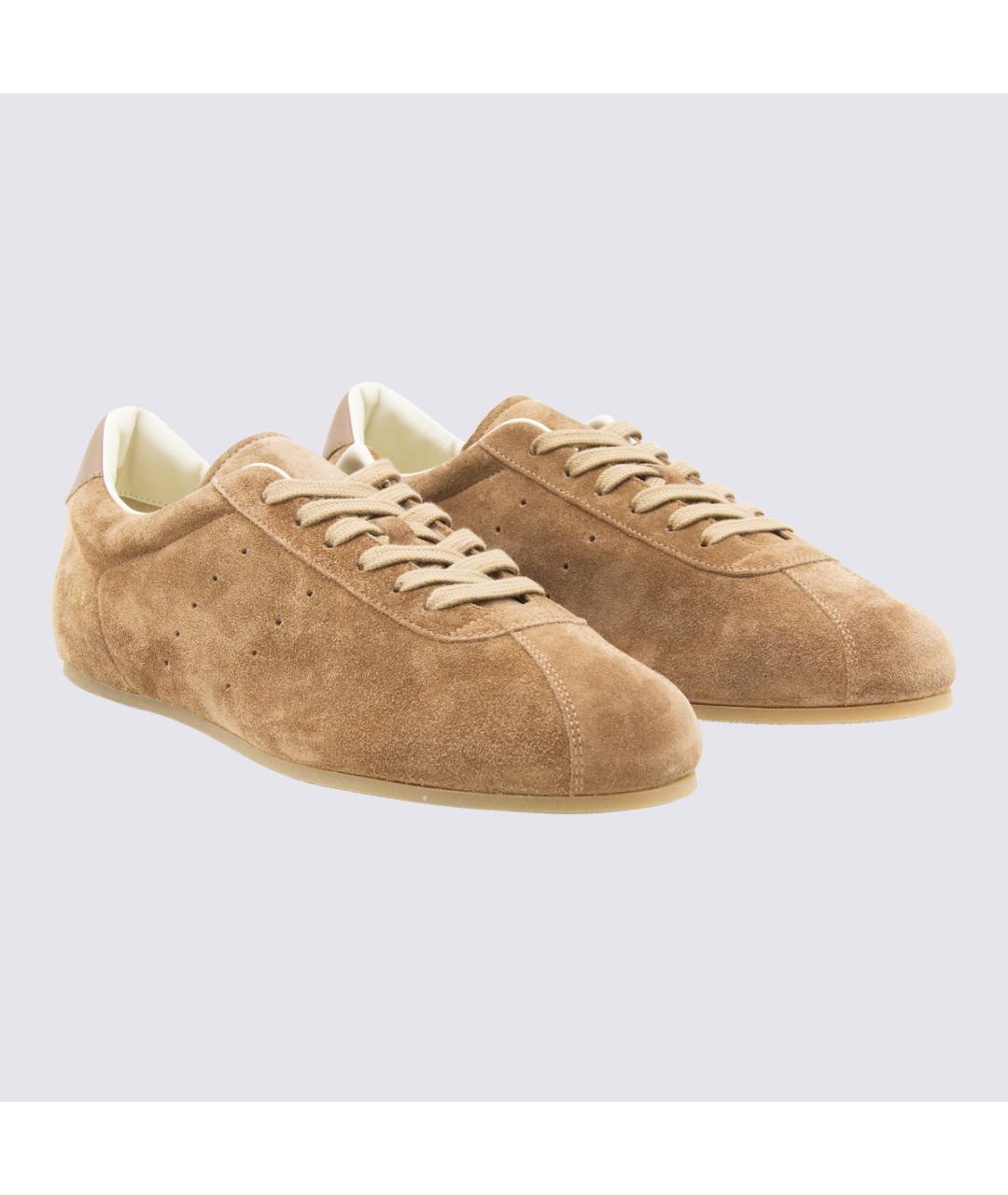 COMMON PROJECTS Бежевые замшевые низкие кроссовки / кеды, фото 2