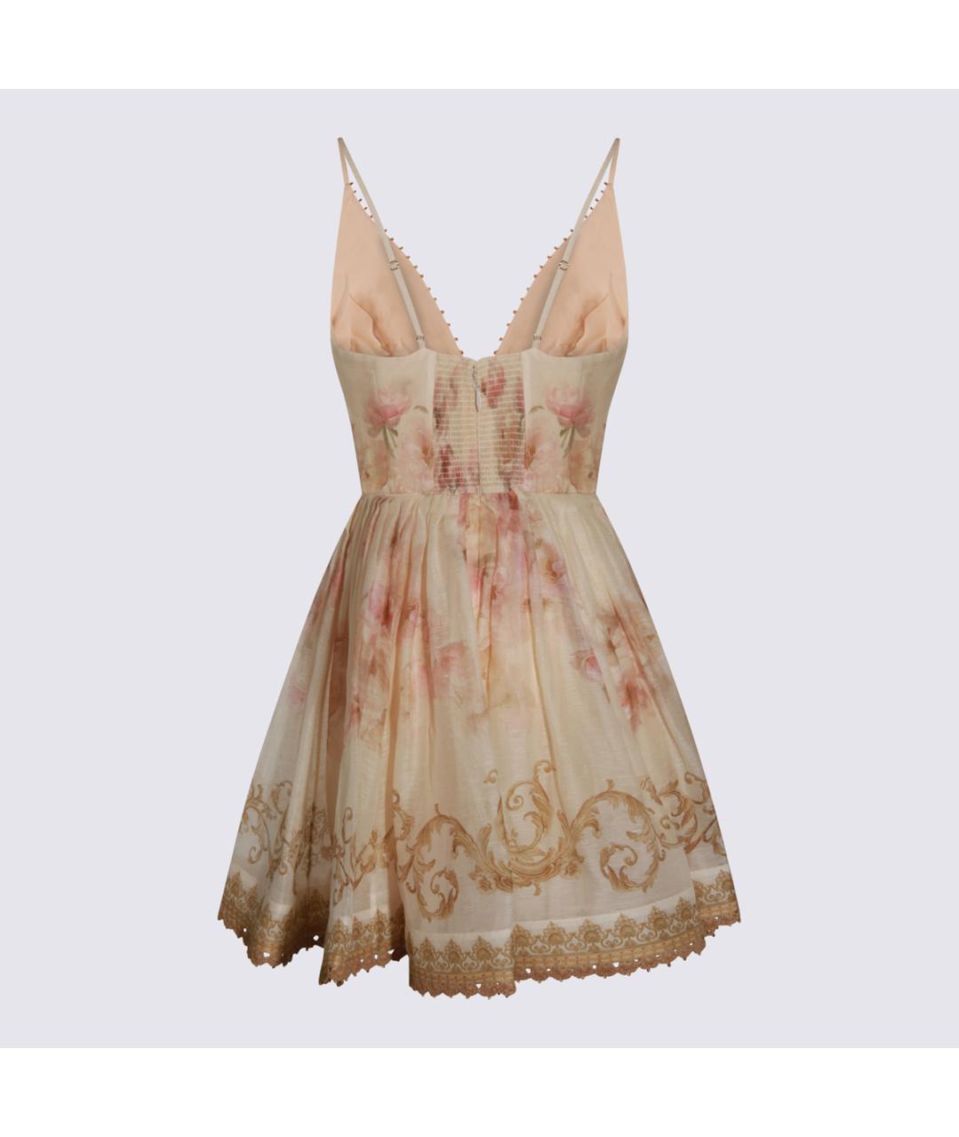 ZIMMERMANN Бежевое льняное коктейльное платье, фото 2