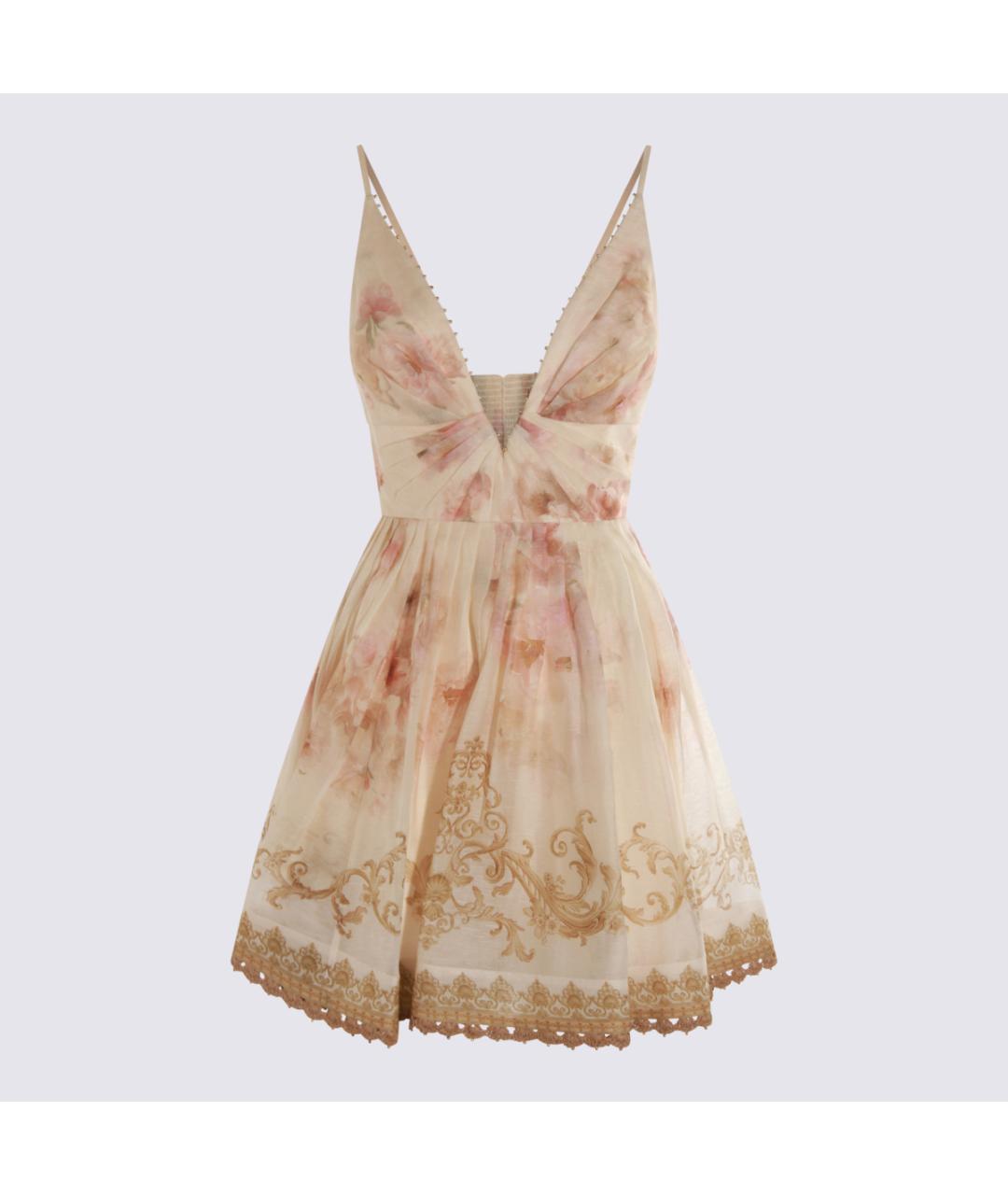 ZIMMERMANN Бежевое льняное коктейльное платье, фото 5