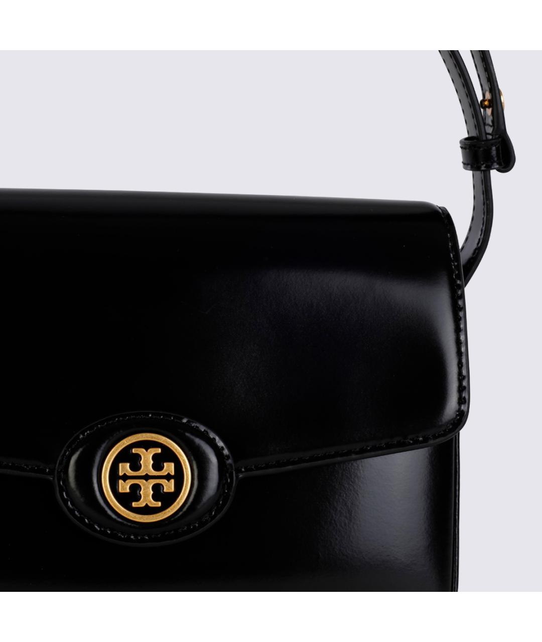 TORY BURCH Черная кожаная сумка тоут, фото 4