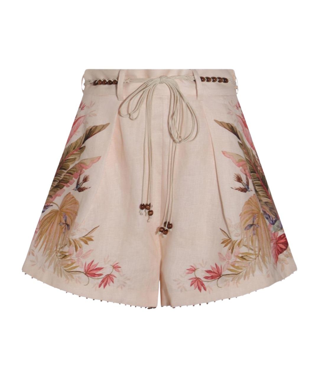 ZIMMERMANN Бежевые льняные шорты, фото 1