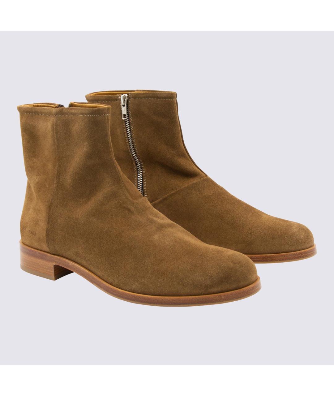 COMMON PROJECTS Коричневые замшевые высокие ботинки, фото 2