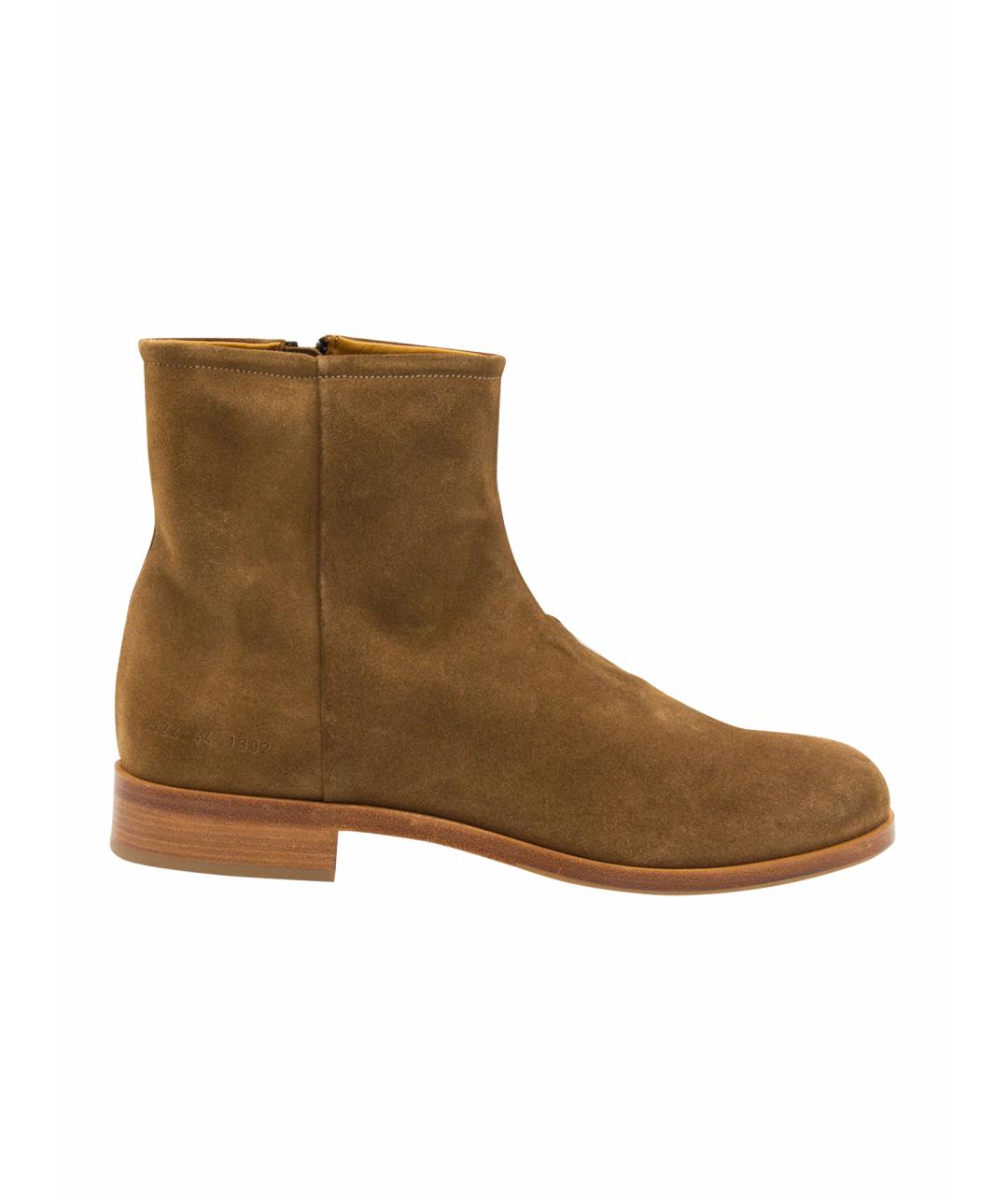 COMMON PROJECTS Коричневые замшевые высокие ботинки, фото 1