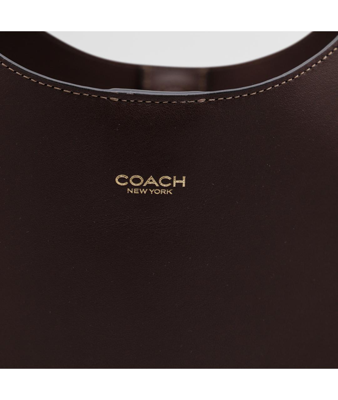 COACH Коричневая кожаная сумка через плечо, фото 4