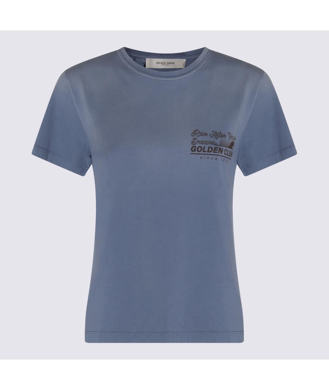 GOLDEN GOOSE DELUXE BRAND Голубая хлопковая футболка, фото 4