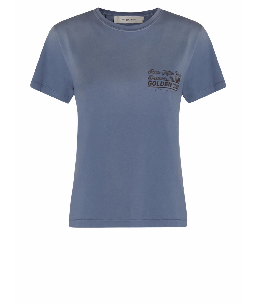 GOLDEN GOOSE DELUXE BRAND Голубая хлопковая футболка, фото 1