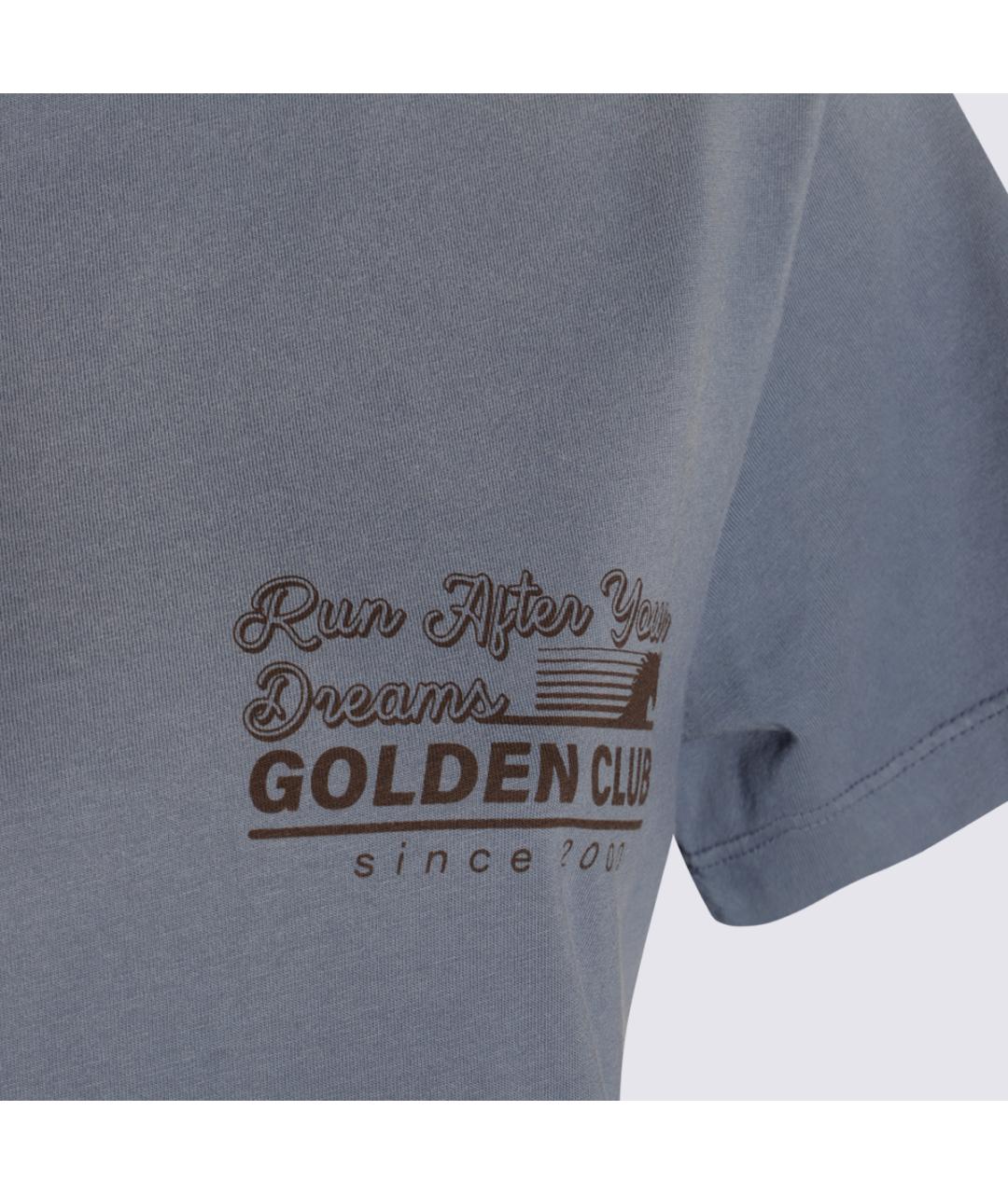 GOLDEN GOOSE DELUXE BRAND Голубая хлопковая футболка, фото 3