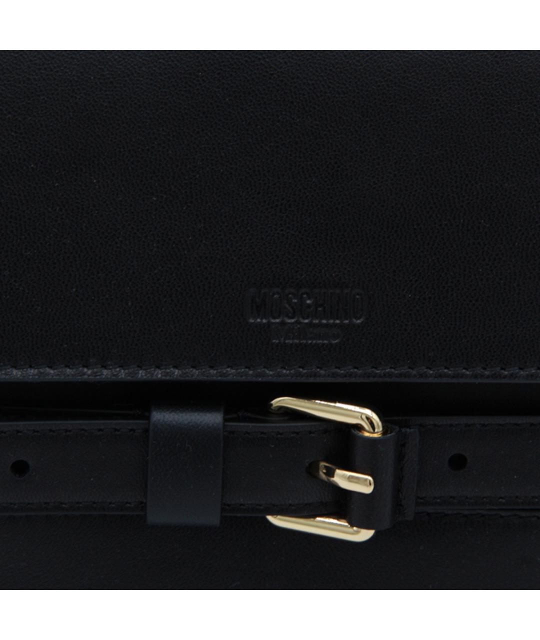 MOSCHINO Черная кожаная барсетка, фото 4