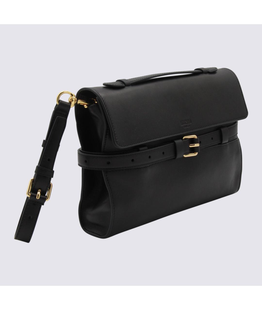 MOSCHINO Черная кожаная барсетка, фото 2