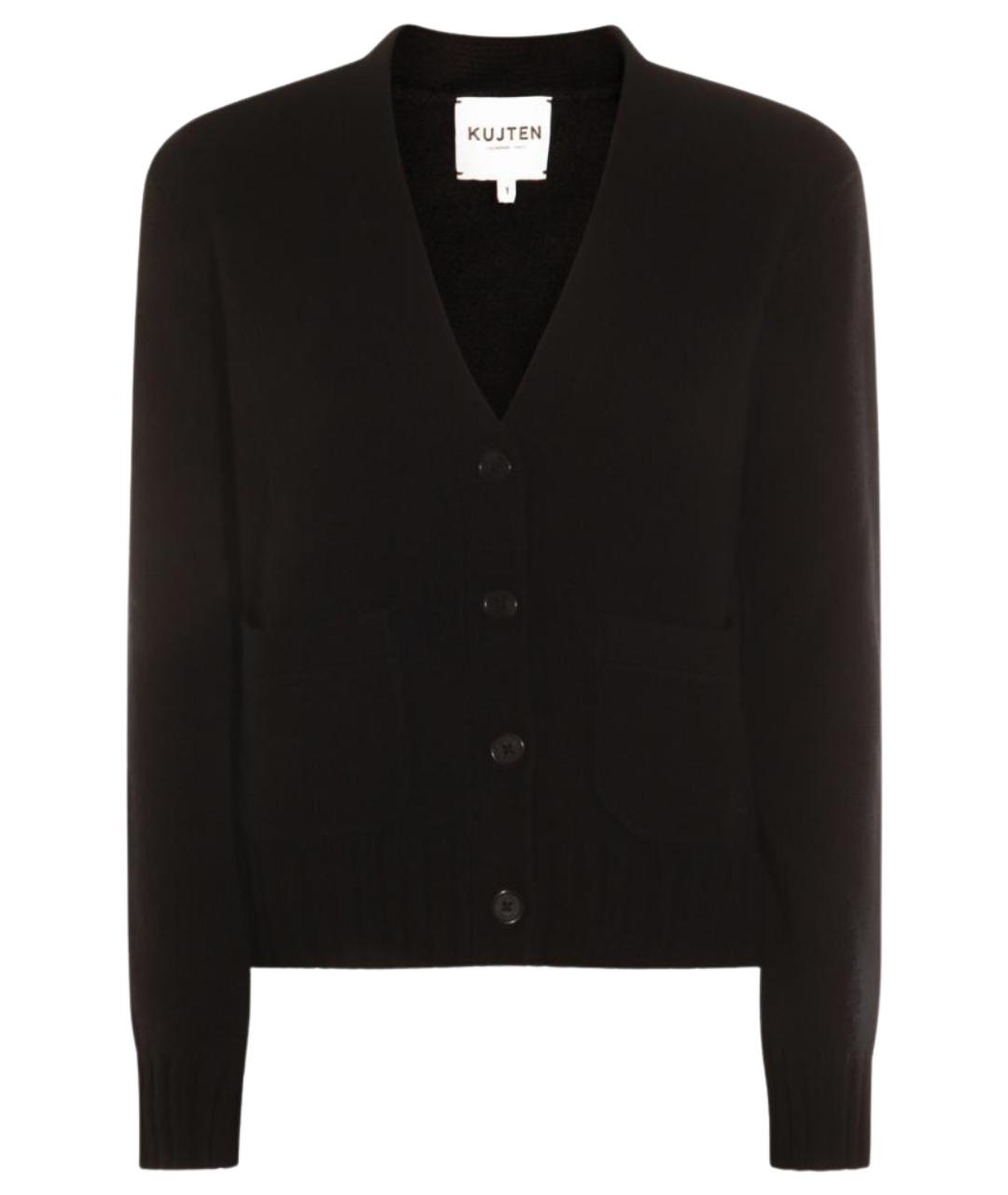 KUJITEN Черный шерстяной кардиган, фото 1