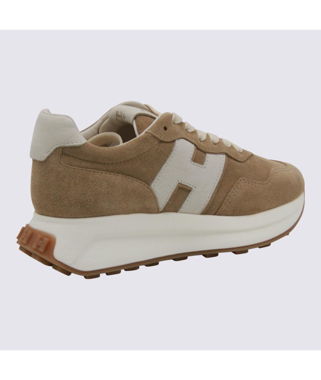 HOGAN Бежевые кожаные кроссовки, фото 3