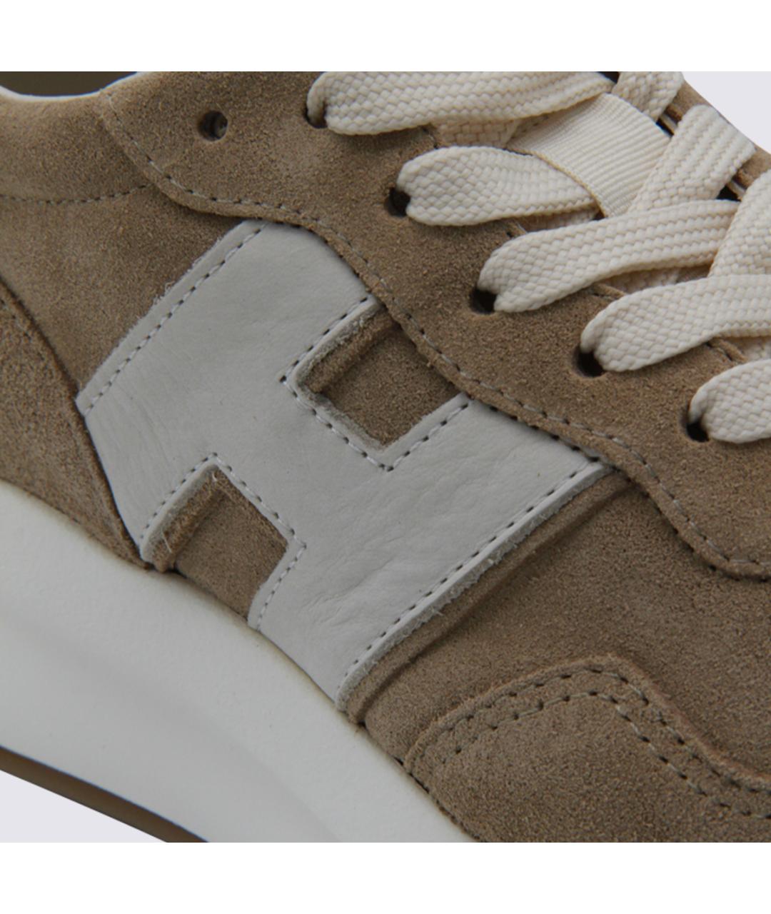 HOGAN Бежевые кожаные кроссовки, фото 4