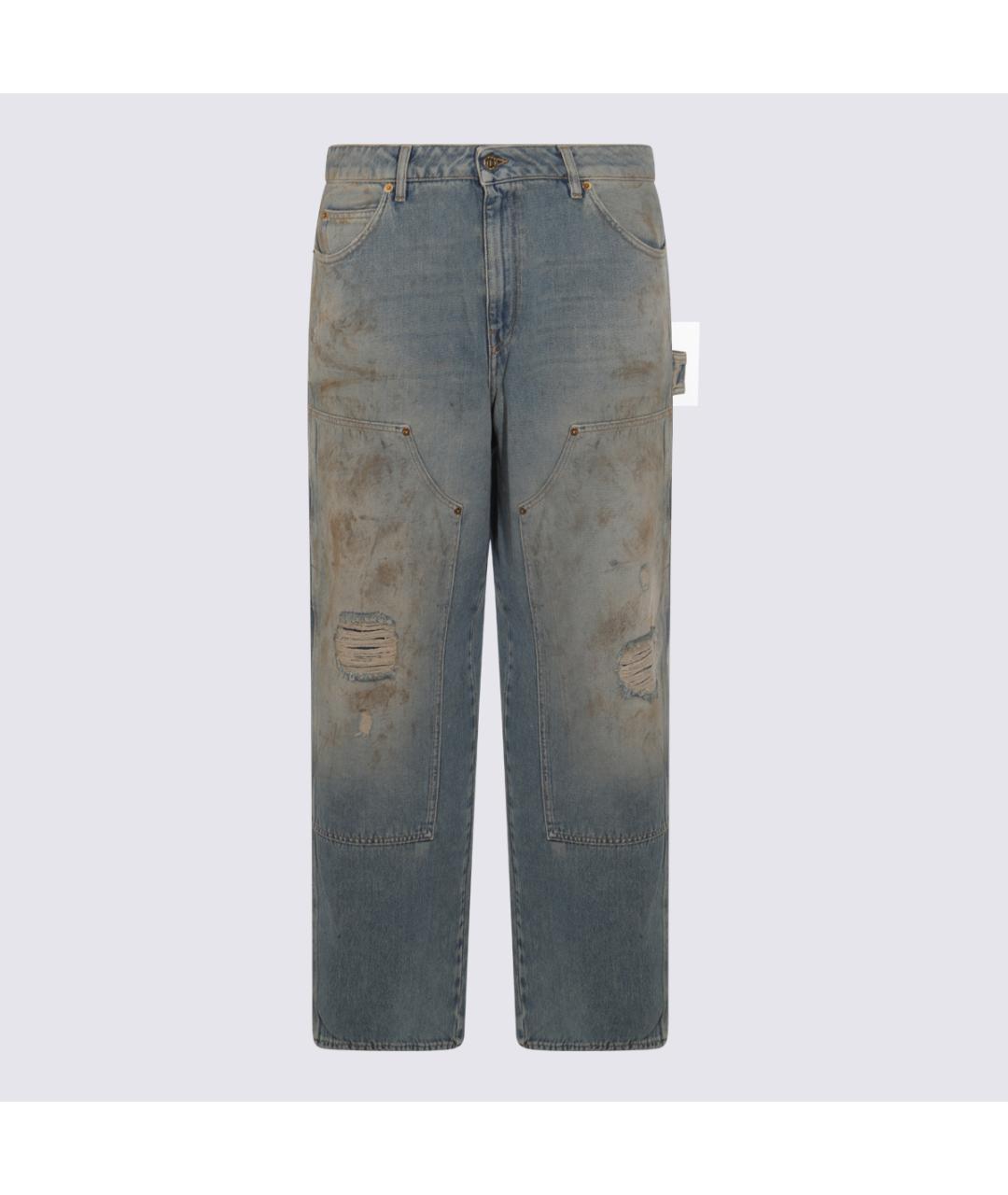 GOLDEN GOOSE DELUXE BRAND Голубые хлопковые прямые джинсы, фото 6
