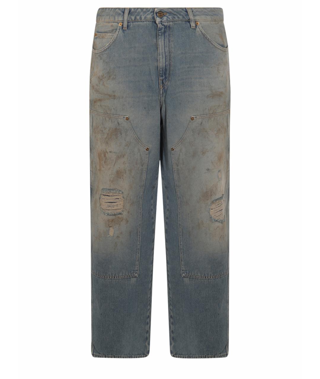 GOLDEN GOOSE DELUXE BRAND Голубые хлопковые прямые джинсы, фото 1