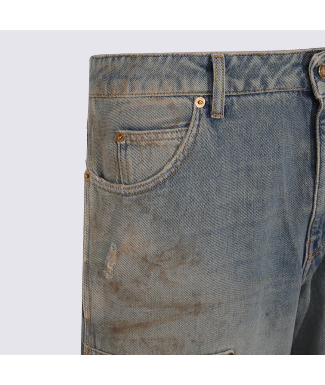 GOLDEN GOOSE DELUXE BRAND Голубые хлопковые прямые джинсы, фото 3