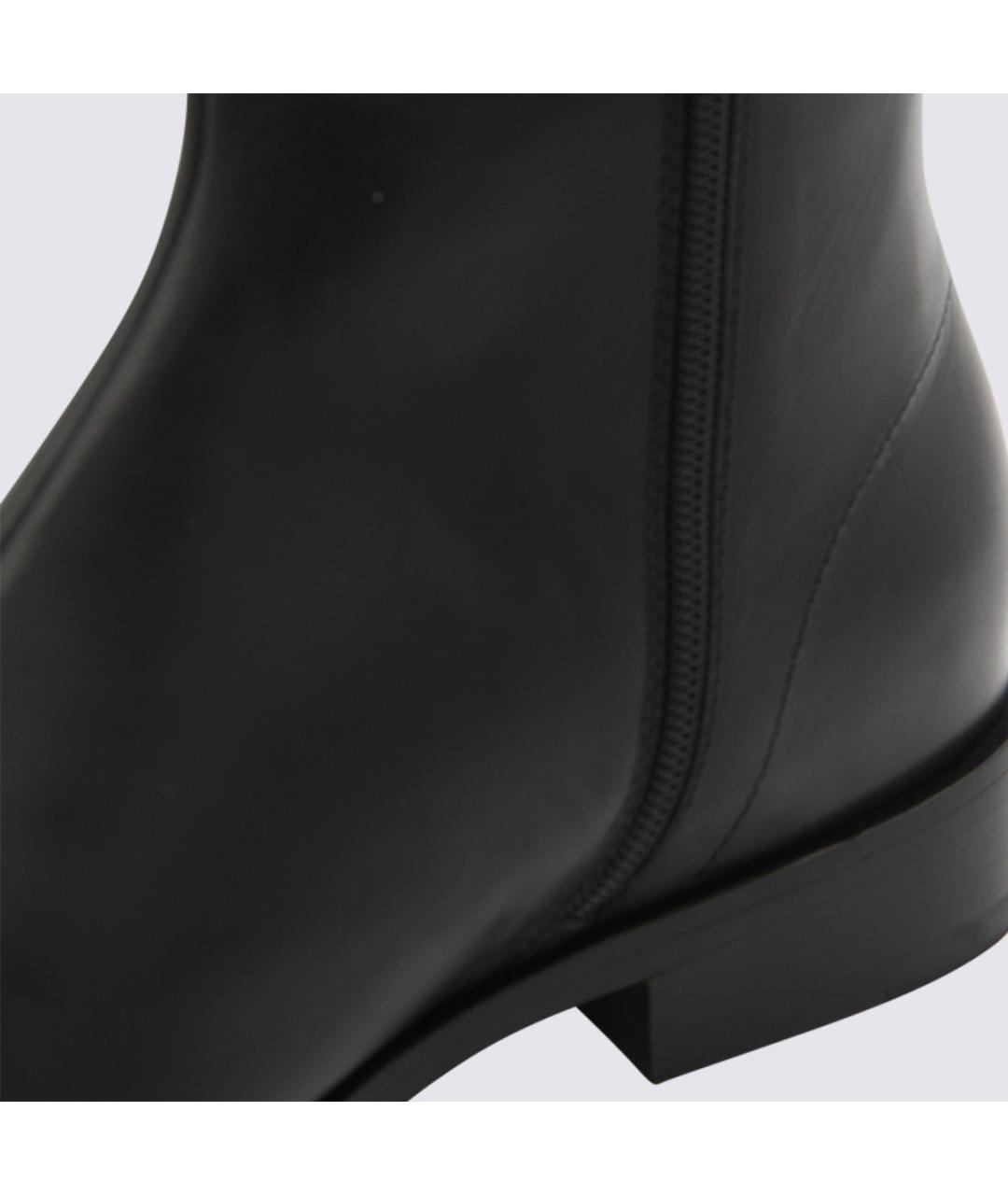 MM6 MAISON MARGIELA Черные кожаные высокие ботинки, фото 4