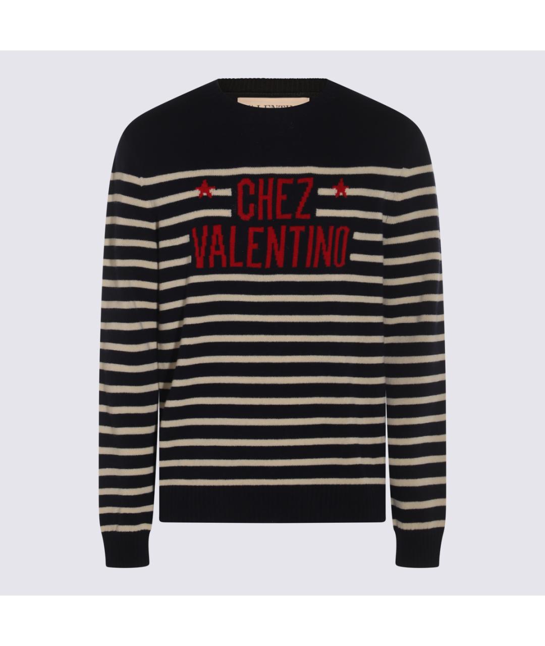VALENTINO Темно-синий шерстяной джемпер / свитер, фото 3
