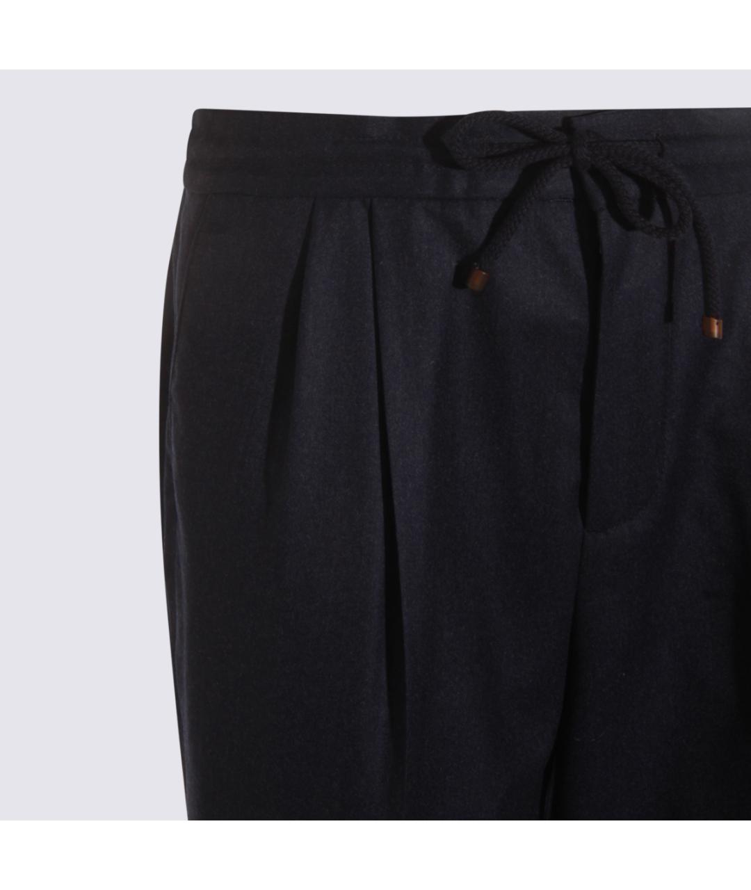 BRUNELLO CUCINELLI Черные шерстяные повседневные брюки, фото 3