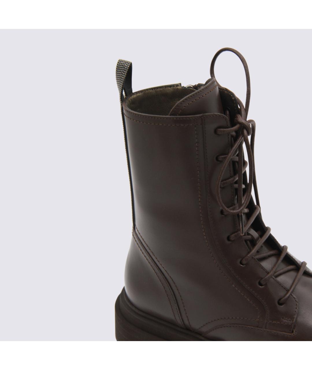 BRUNELLO CUCINELLI Коричневые кожаные ботинки, фото 4