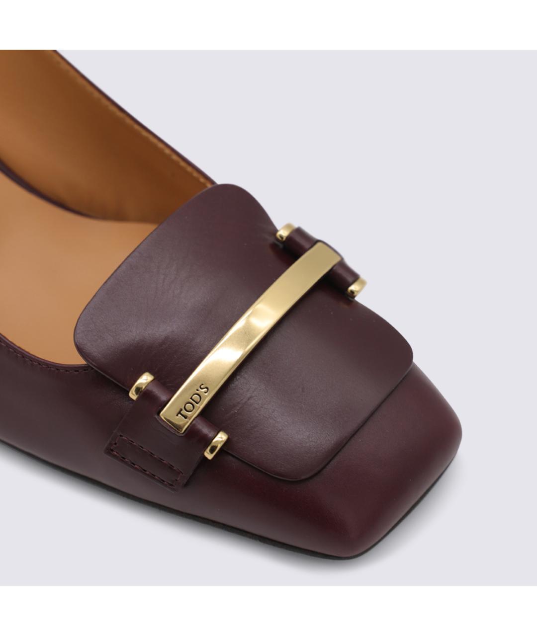 TOD'S Бордовые кожаные туфли, фото 4