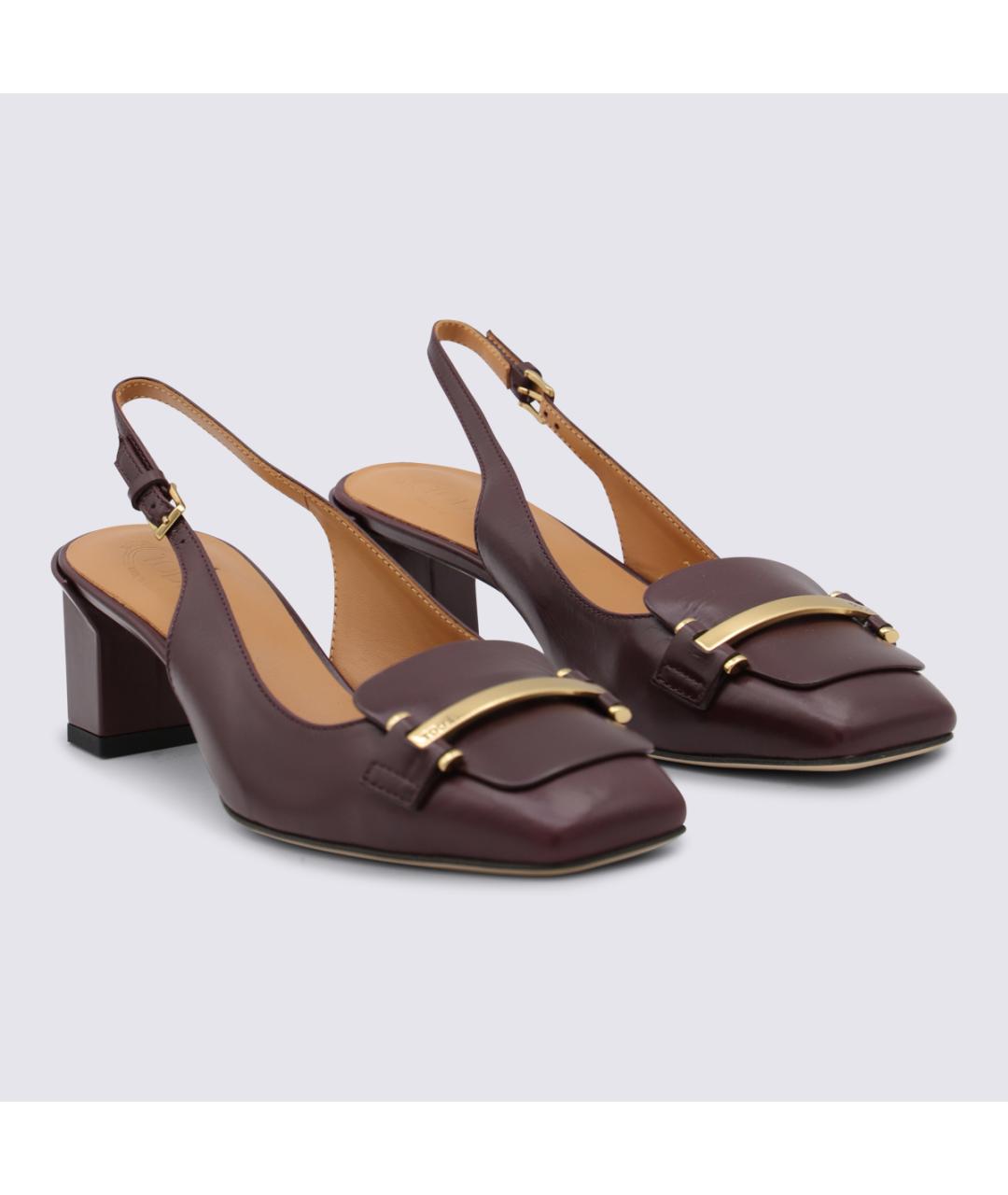 TOD'S Бордовые кожаные туфли, фото 2