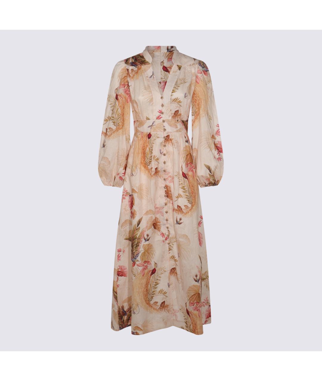 ZIMMERMANN Бежевое льняное повседневное платье, фото 5