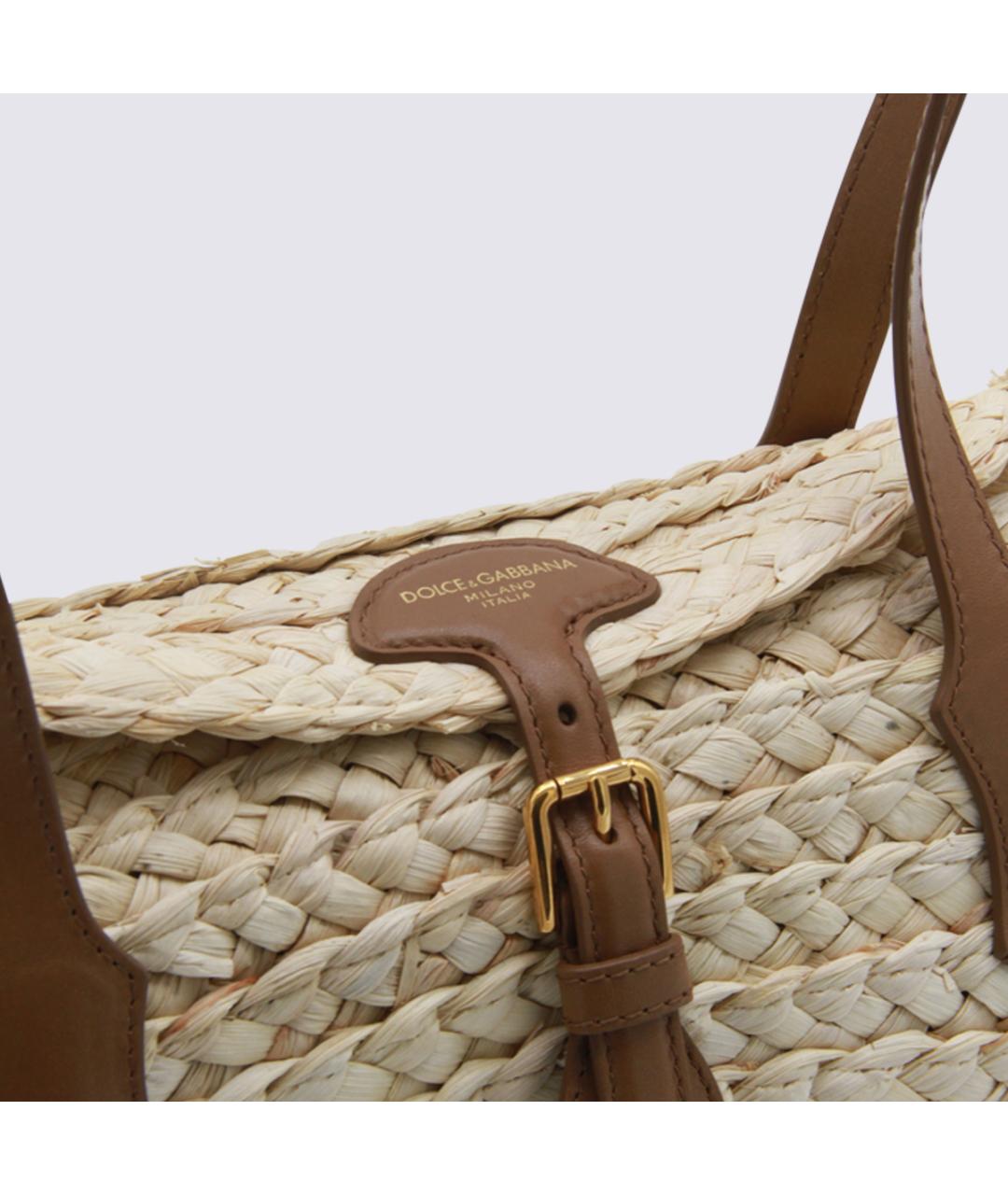 DOLCE&GABBANA Бежевая пелетеная сумка тоут, фото 4