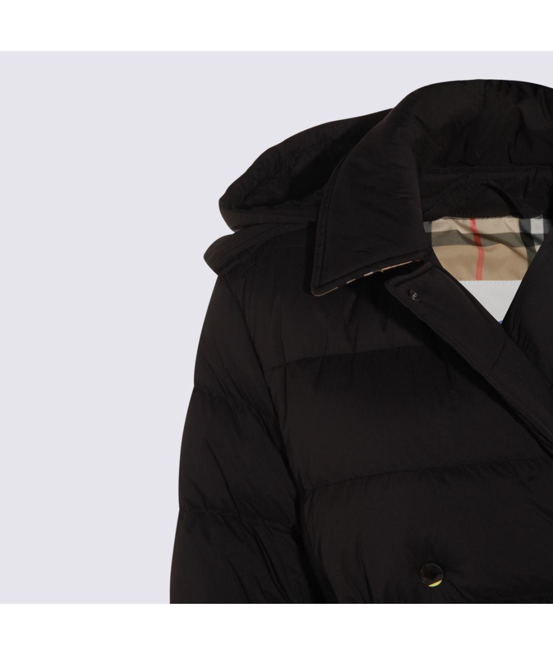 BURBERRY Черное полиамидовое пальто, фото 4