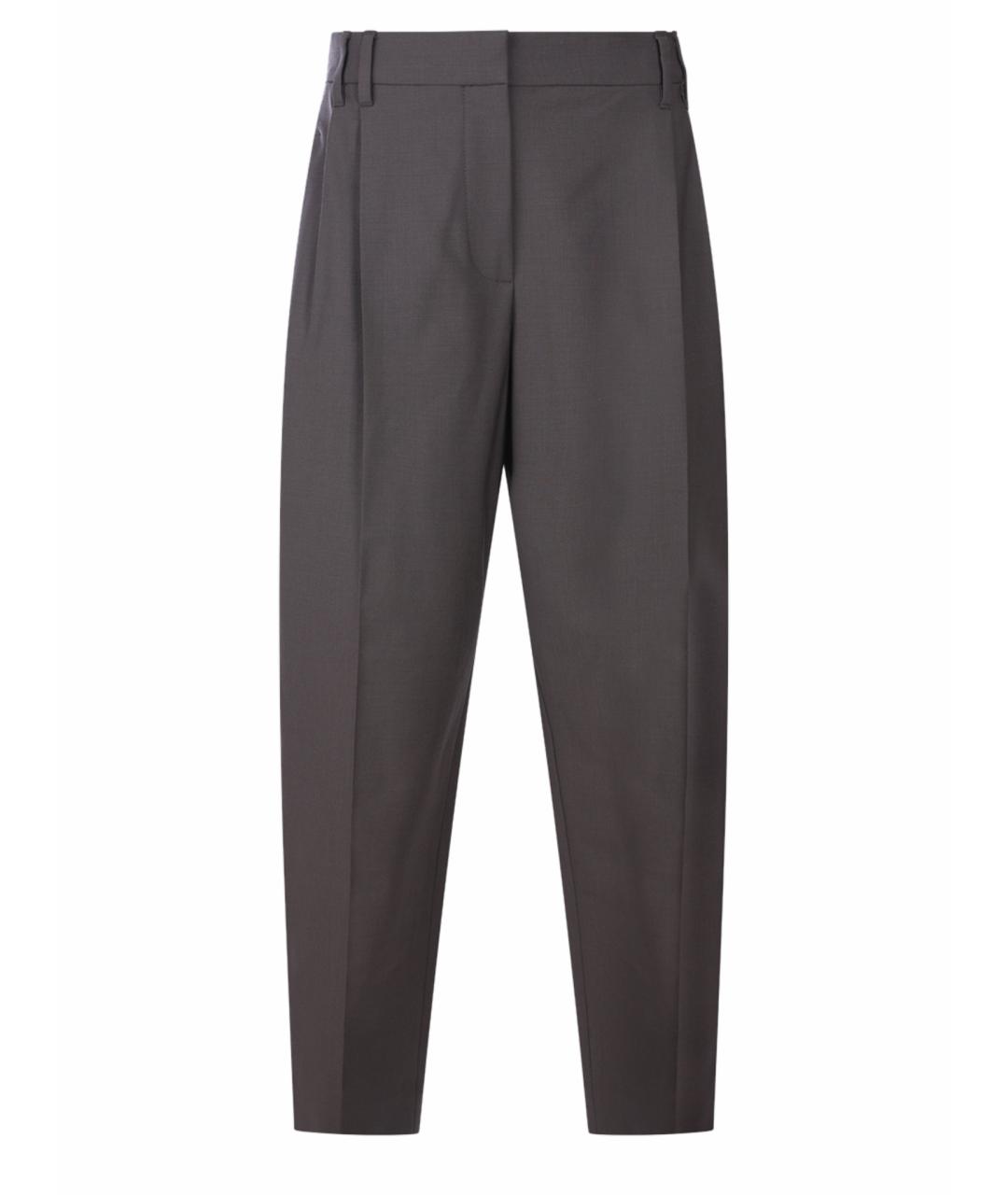 BRUNELLO CUCINELLI Антрацитовые хлопковые прямые брюки, фото 1