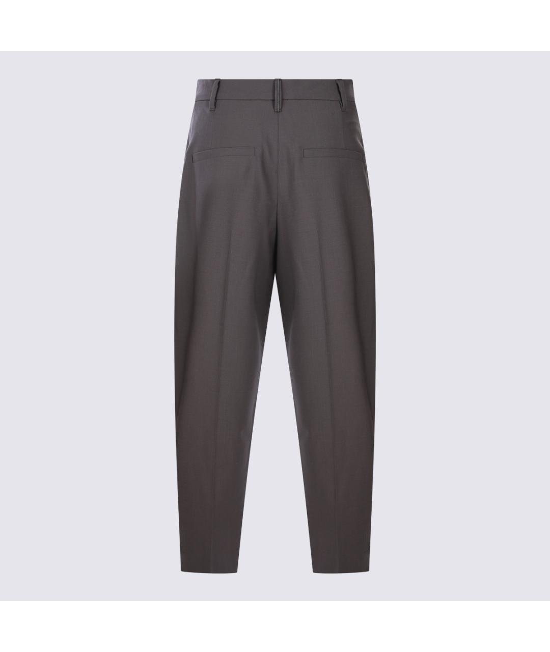 BRUNELLO CUCINELLI Антрацитовые хлопковые прямые брюки, фото 2