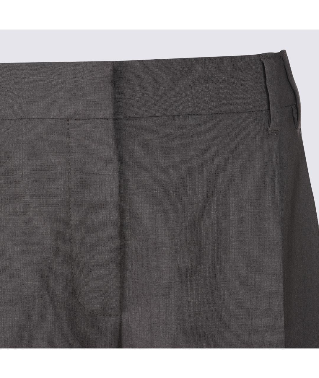 BRUNELLO CUCINELLI Антрацитовые хлопковые прямые брюки, фото 3