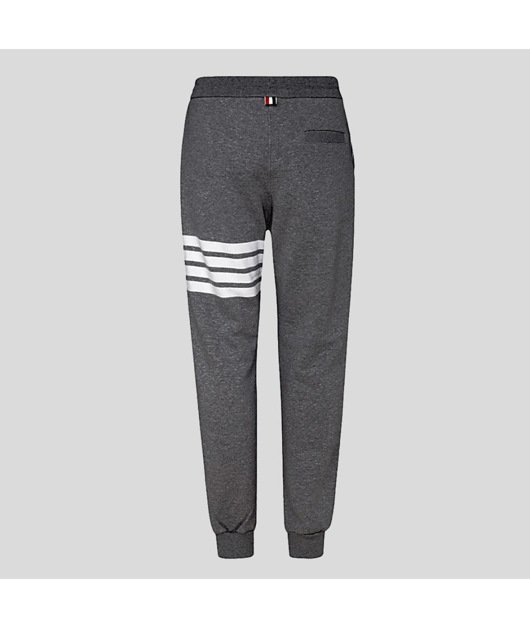 THOM BROWNE Антрацитовые хлопковые повседневные брюки, фото 2