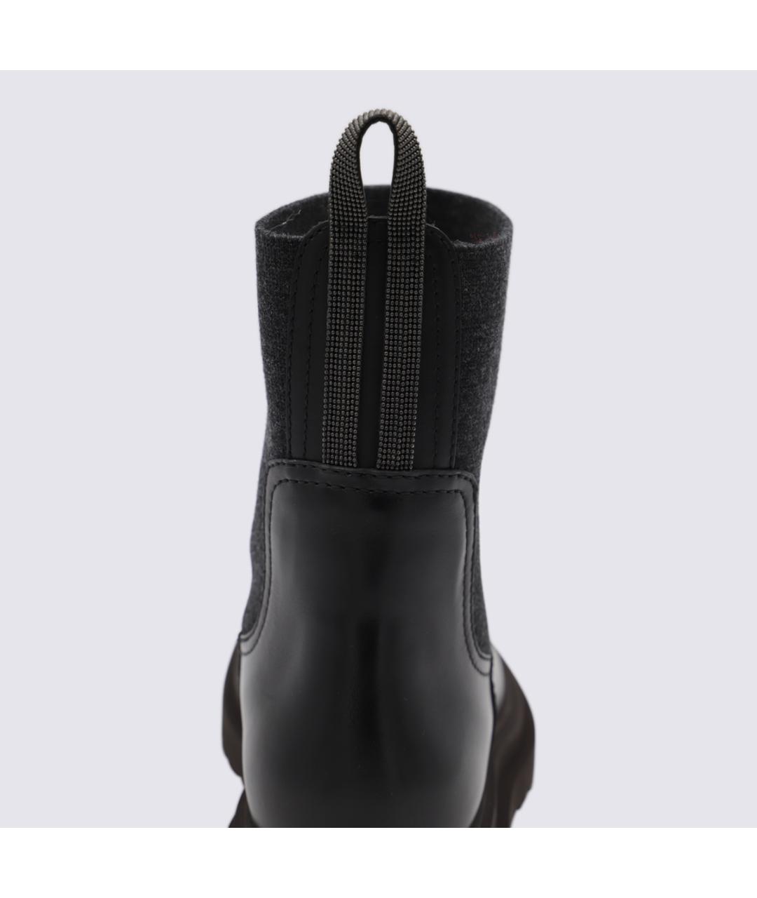 BRUNELLO CUCINELLI Черные кожаные ботинки, фото 4