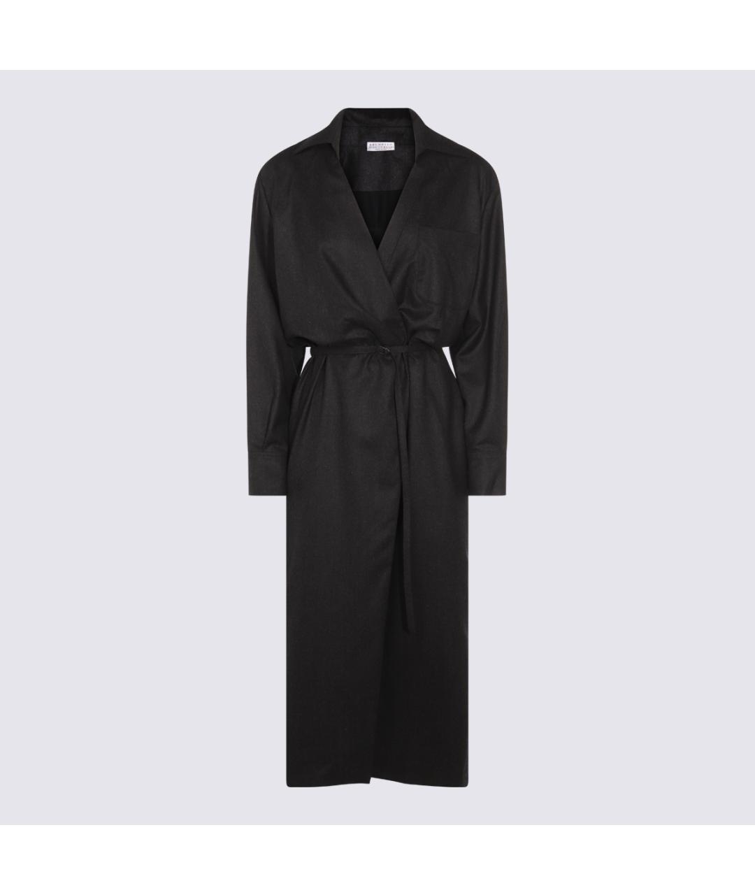 BRUNELLO CUCINELLI Антрацитовое шерстяное повседневное платье, фото 5