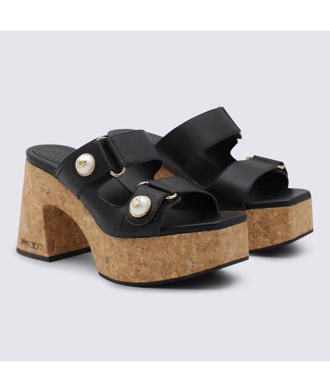 JIMMY CHOO Черные кожаные босоножки, фото 2