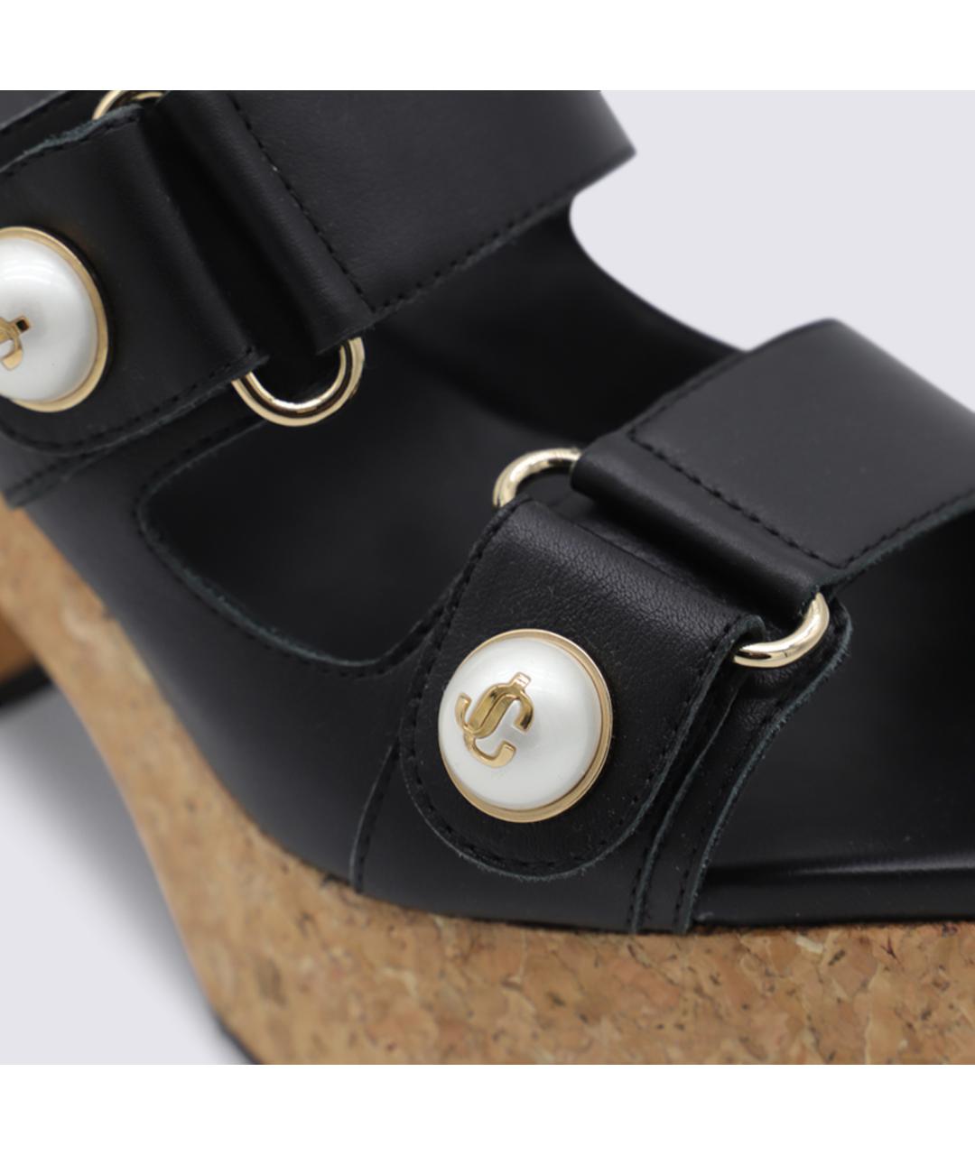 JIMMY CHOO Черные кожаные босоножки, фото 4
