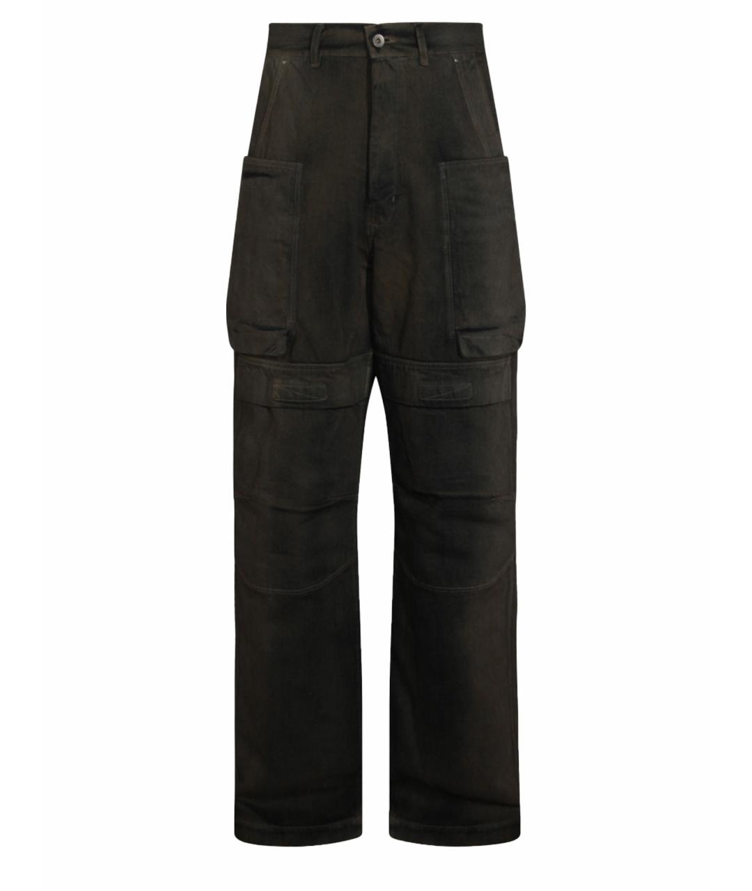 RICK OWENS Антрацитовые хлопковые прямые джинсы, фото 1