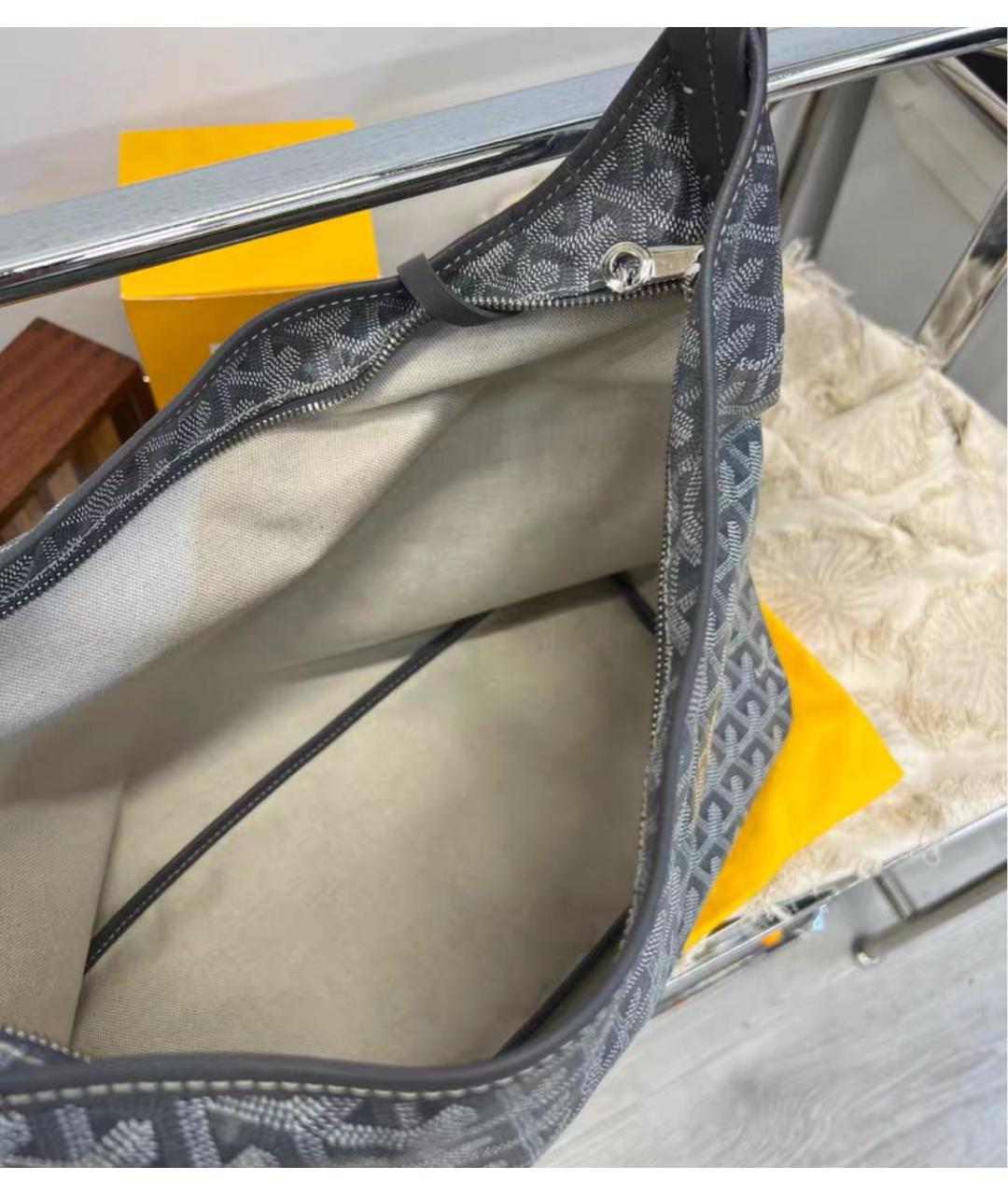 GOYARD Антрацитовая кожаная сумка тоут, фото 4