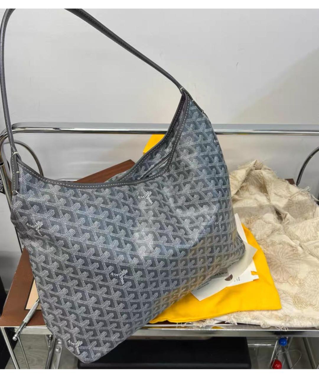 GOYARD Антрацитовая кожаная сумка тоут, фото 3